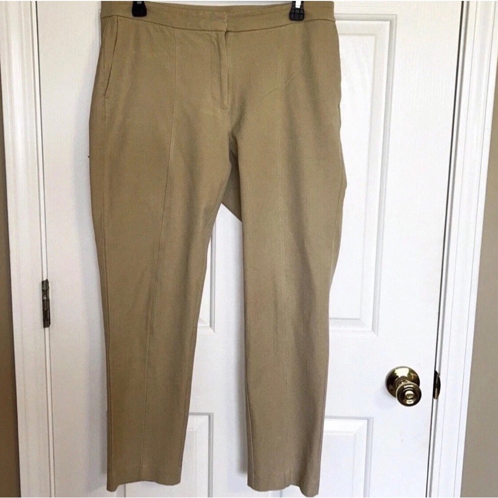 J.Jill Premium Bi-Stretch Beige Ankle Pants Size 10 Cotton Blend Seam Front